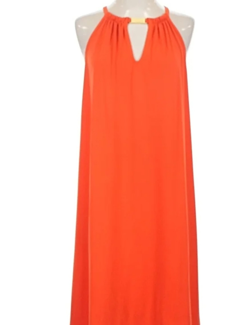 Michael Kors Bright Orange Halter Maxi Dress